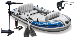 SET - Nafukovací člun Intex Excursion 4 set s držákem a elektromotorem Maxima 40