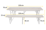 Pivní set 220 x 70 x 25 cm | 3 nohy na lavici