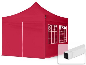 Nůžkový stan 3 x 3 m s bočnicemi červená