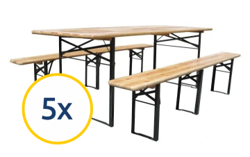 5 x Pivní set 200 x 50 x 25 cm 3 nohy na lavici