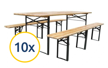 10 x Pivní set 200 x 50 x 25 cm 3 nohy na lavici