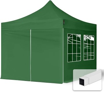 Nůžkový stan 3 x 3 m s bočnicemi tmavě zelená