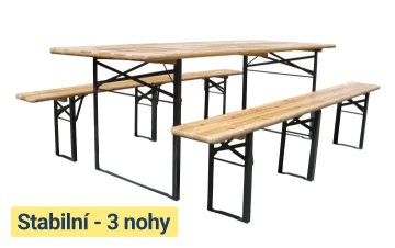 Pivní set 200 x 50 x 25 cm | 3 nohy na lavici