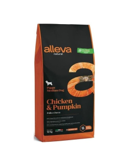 ALLEVA NATURAL Dog Dry Puppy Chicken & Pumpkin Medium 12kg ALLEVA NATURAL Dog Dry Puppy Chicken & Pumpkin Medium 12kg