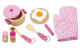Carero Dětské dřevěné nádobí Viga-snídaně | růžové