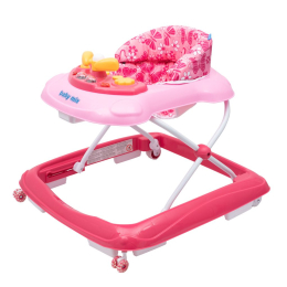Dětské chodítko Baby Mix s volantem | růžové Dětské chodítko Baby Mix s volantem | růžové