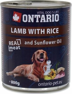 Konzerva ONTARIO Dog Lamb, Rice and Sunflower Oil 800 g