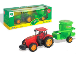 MaDe Traktor s vlečkou na setrvačník červený MaDe Traktor s vlečkou na setrvačník červený
