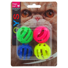 MAGIC CAT míček děrovaný plastový s rolničkou 3,75 cm 4 kusy MAGIC CAT míček děrovaný plastový s rolničkou 3,75 cm 4 kusy