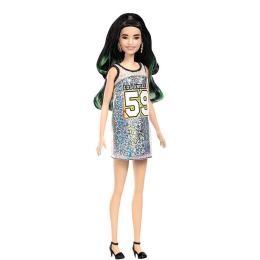 Mattel Barbie modelka, třpytivé šaty s číslem Mattel Barbie modelka, třpytivé šaty s číslem