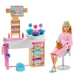 Mattel Barbie salón krásy herní set s běloškou
