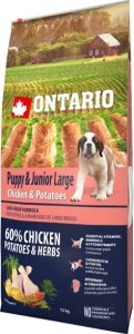 ONTARIO Puppy & Junior Large Chicken & Potatoes & Herbs 12 kg