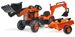 Oranžový šlapací traktor Kubota M7171 s valníkem