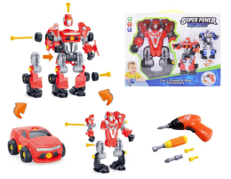 Robot s vrtačkou a světlem červený Robot s vrtačkou a světlem červený