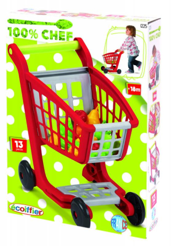 ECOIFFIER Set vozík nákupní + ovoce a zelenina makety potravin plast Ecoiffier