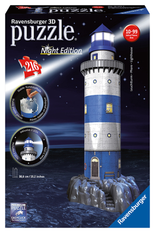 Ravensburger 3D puzzle svítící Maják v příboji Noční edice 216 ks