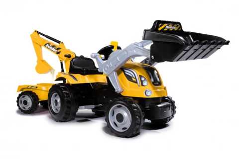 Builder Max Šlapací traktor s bagrem a vozíkem oranžový