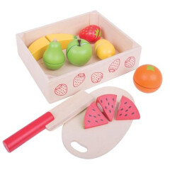Bigjigs Toys dřevěné potraviny - Krájení ovoce v krabičce
