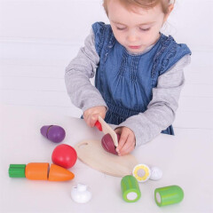 Bigjigs Toys dřevěné potraviny - Krájení zeleniny v krabičce