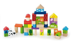Dřevěné kostky pro děti Viga Farma 50 dílů