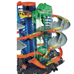Hot Wheels city garáž s T-rexem