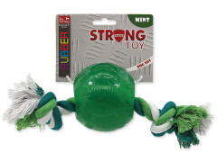 Hračka Dog Fantasy Strong Foamed kost gumová s provazem 8,8 cm