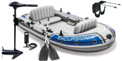 SET - Nafukovací člun Intex Excursion 4 set s držákem a elektromotorem Maxima 30