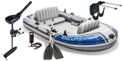 SET - Nafukovací člun Intex Excursion 4 set s držákem a elektromotorem Maxima A 40