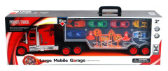 Mobilní garáž v designu náklaďáku s autíčky