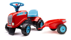 Odstrkovadlo Falk traktor Go Farm červené s volantem a valníkem