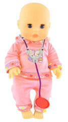 Panenka Bambolina se stetoskopem a kojeneckou lahvičkou