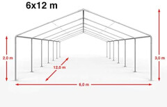 Párty stan Ohnivzdorný Premium 6 x 12 m | šedo-bílá