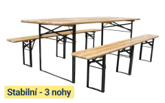 Pivní set 220 x 50 x 25 cm | 3 nohy na lavici