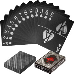Poker karty plastové | černo-stříbrná