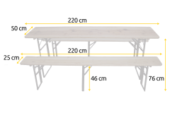 Rozkládací pivní set 220 x 50 x 25 cm