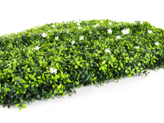 Umělý živý plot Hawaj Buxus High s květy | Stěna 100 x 100 cm