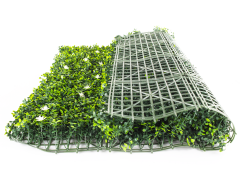 Umělý živý plot Hawaj Buxus High s květy | Stěna 100 x 100 cm