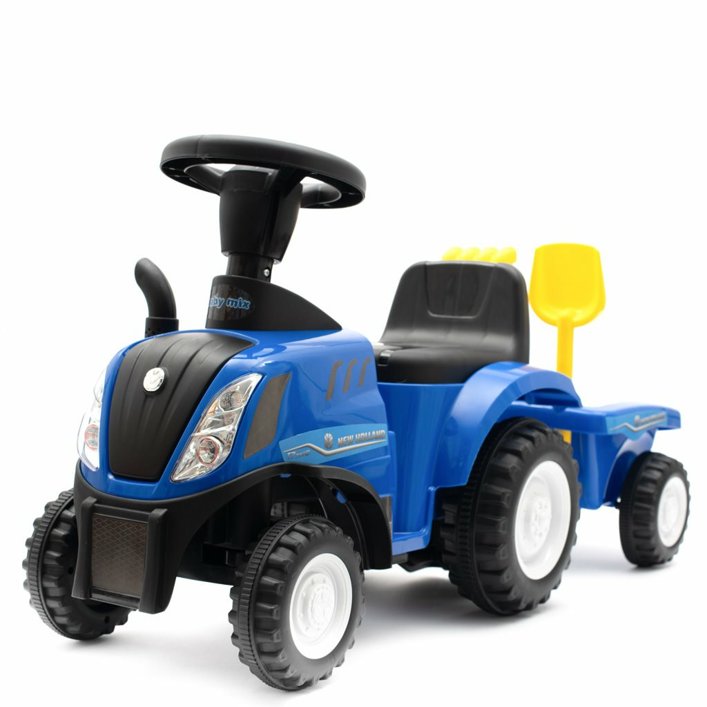 Dětské odrážedlo traktor s vlečkou a nářadím Baby Mix New Holland modrý