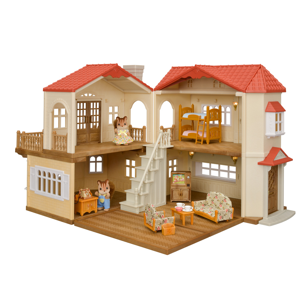 Sylvanian family Dárkový set - Patrový dům s červenou střechou C