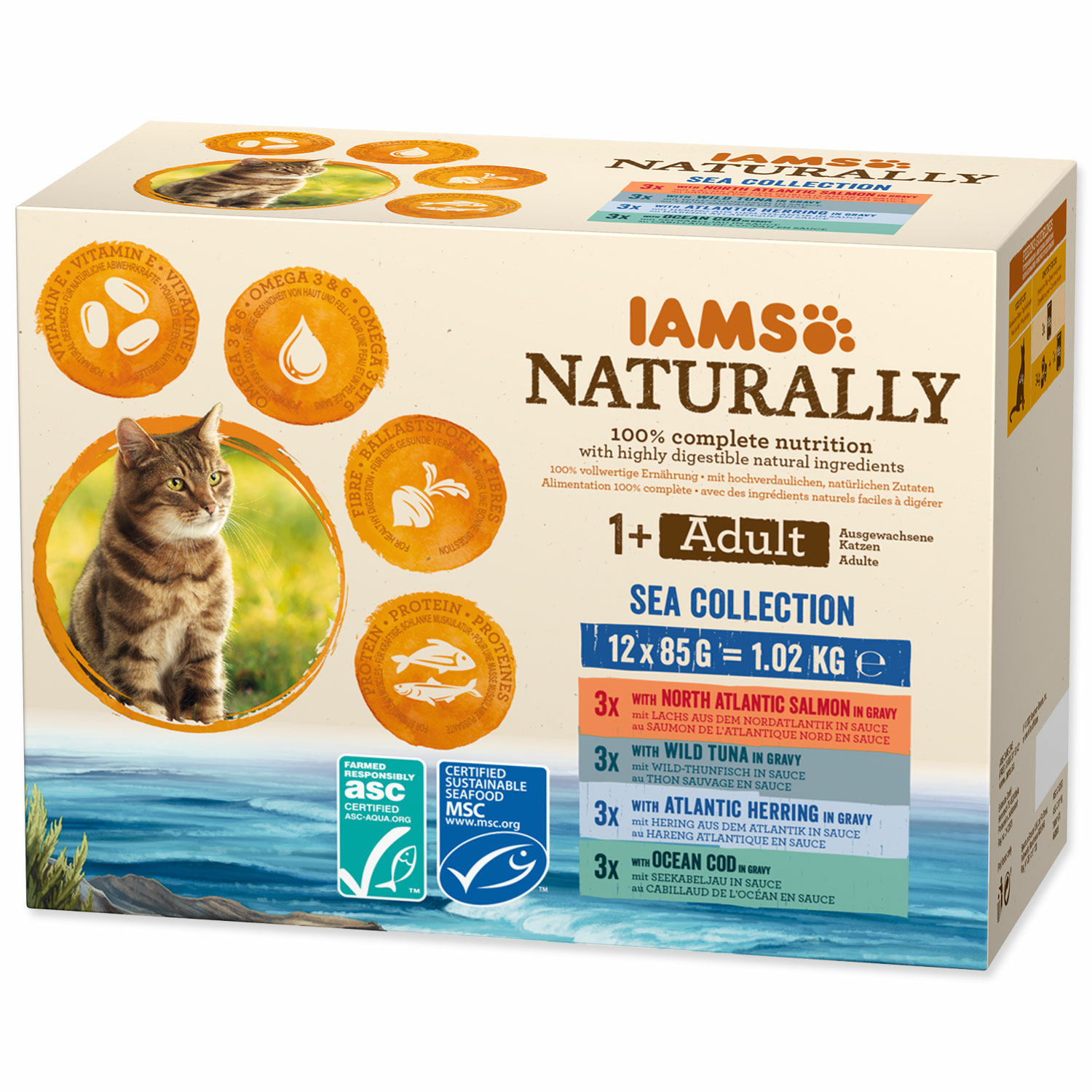 Kapsičky IAMS Cat Naturally mořské maso v omáčce multipack