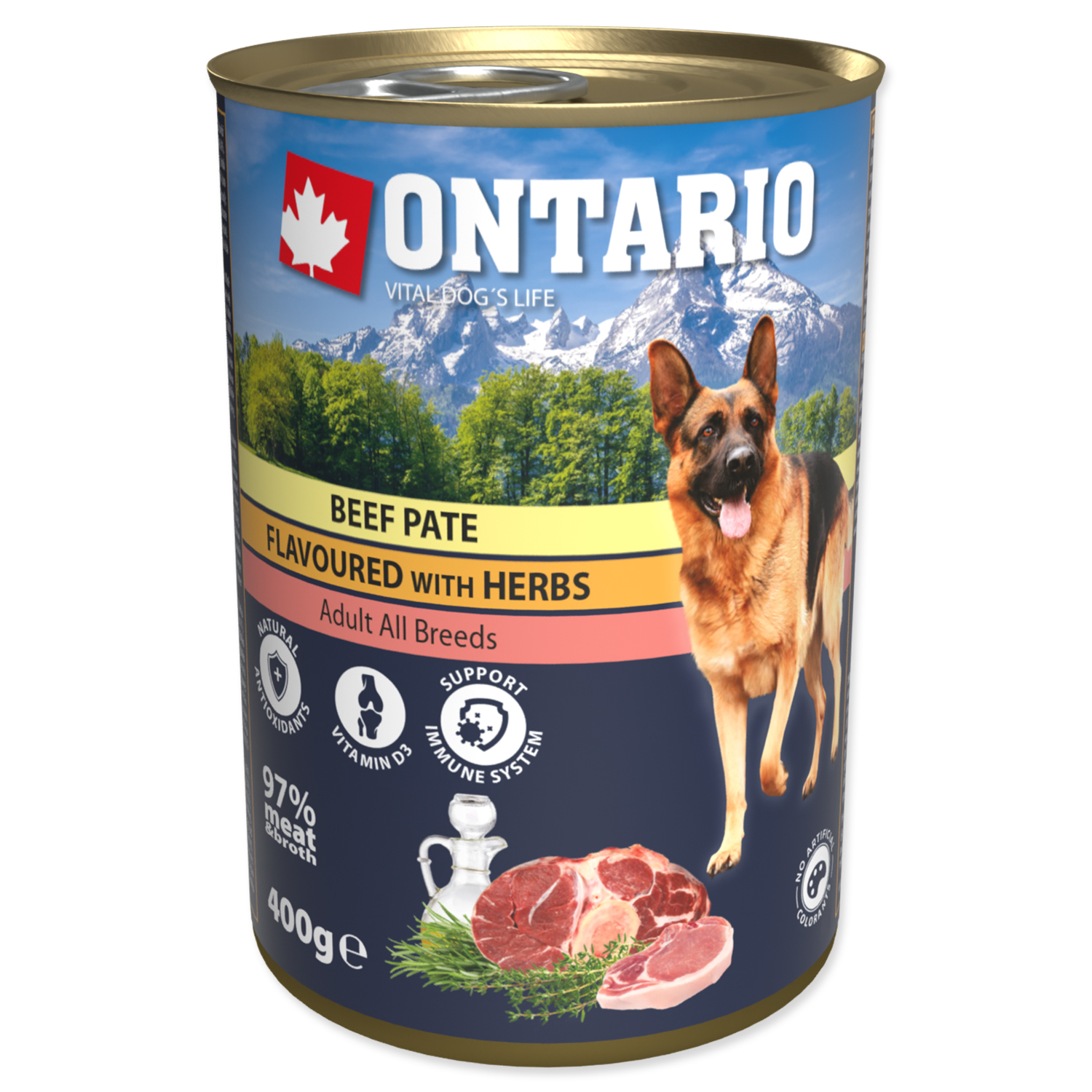 ONTARIO Dog Beef Pate Flavoured with Herbs 400 g