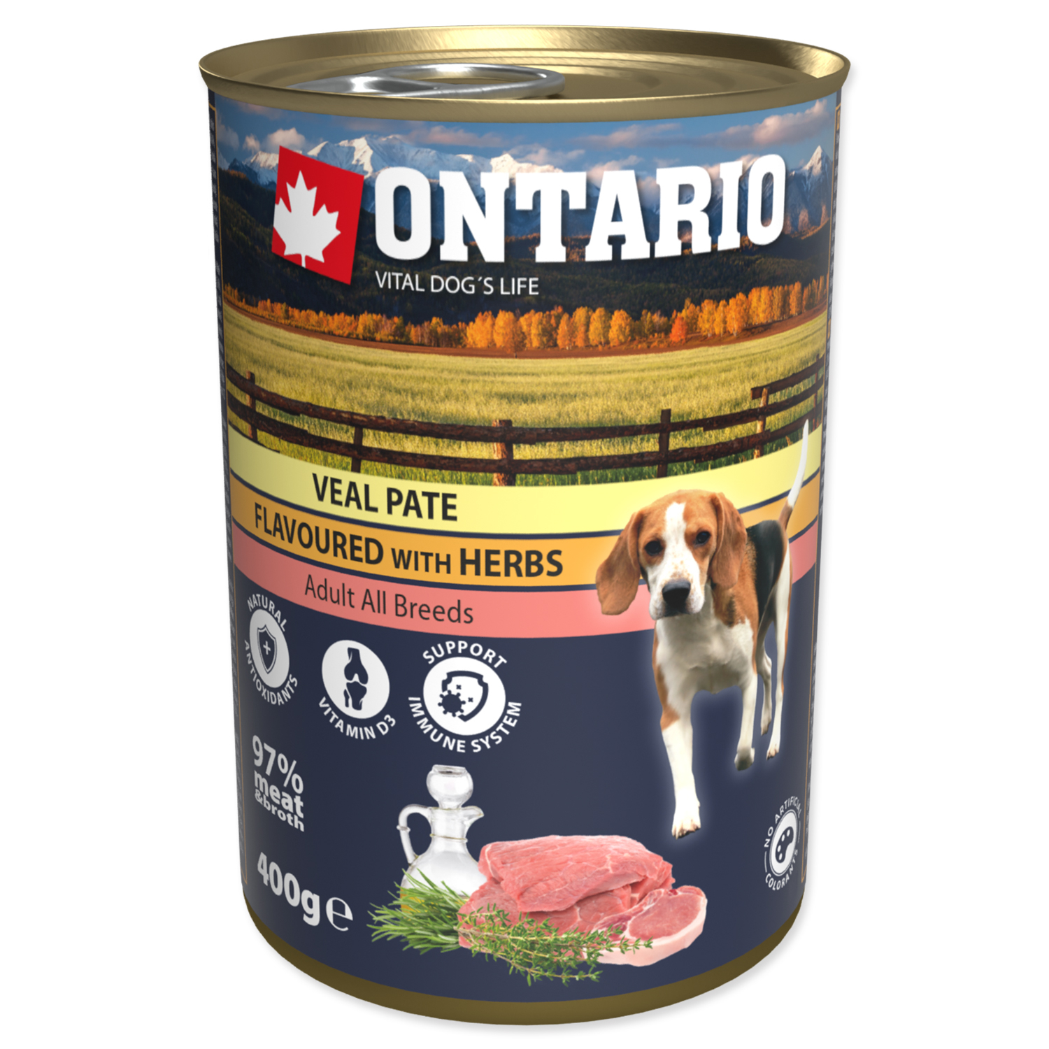 Konzerva ONTARIO Dog Veal Pate Flavoured with Herbs