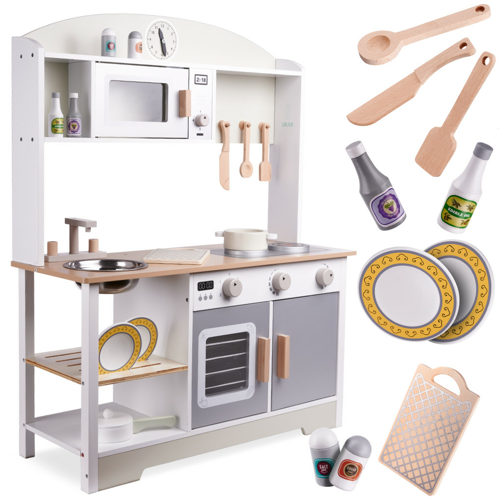 LULILO 8455-1 Dětská kuchyňka dřevěná 68x25,5x85 cm bílá