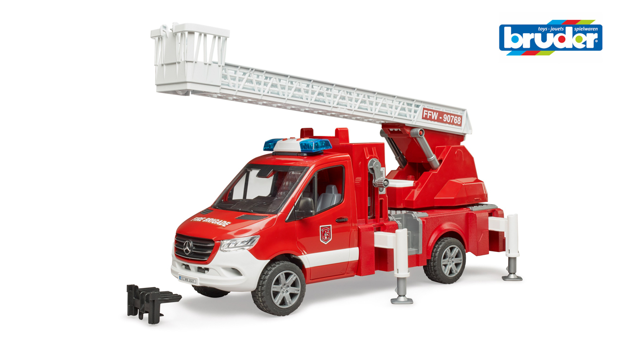 Bruder Konstrukční vozy - hasičský vůz se žebříkem a vodní pumpou