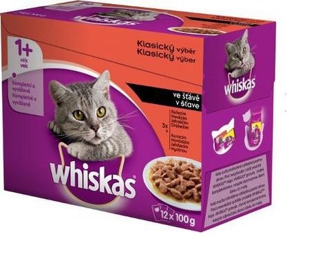 Whiskas kapsičky pro dospělé kočky: klasický výběr ve šťávě 12 x 100g