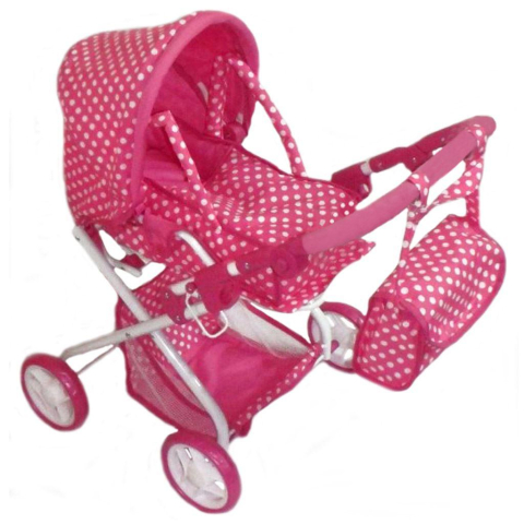 Kočárek pro panenky 2v1 Baby Mix růžový s putíky Kočárek pro panenky 2v1 Baby Mix růžový s putíky