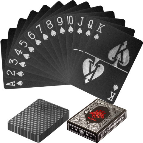 Poker karty plastové černo-stříbrné Poker karty plastové černo-stříbrné