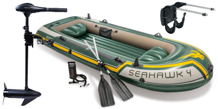 SET - Nafukovací člun Intex Seahawk 4 set s držákem a elektromotorem Maxima 30