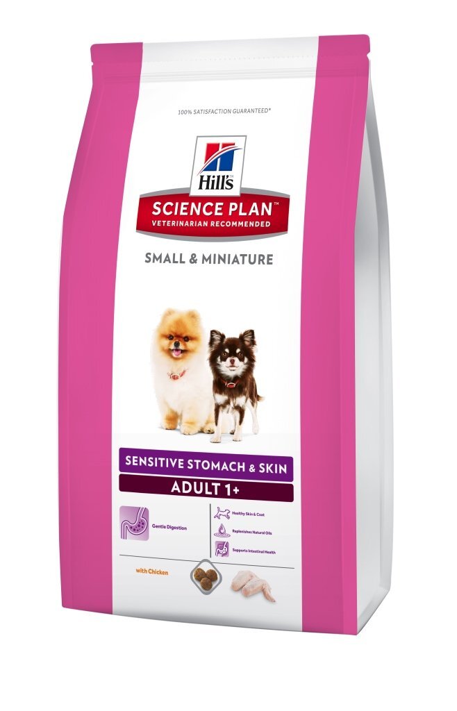 Hill's Canine Adult Small&Mini Sensitive Stomach and Skin Chicken 1,5 kg. Krmivo po datu min. trvanlivosti - červenec/21.