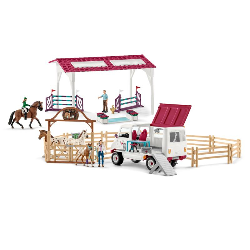 Schleich 72140 Speciální velká sada s mobilní veterinou a jízdárnou
